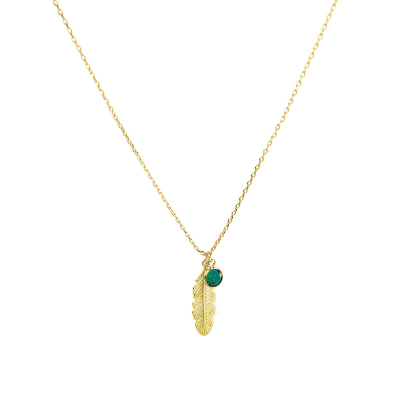 Emerald Feather Necklace