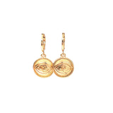 Gold plated Eye coin huggie earrings